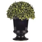 11.5” Faux Boxwood Topiary in Ceramic Urn - Chic Decora