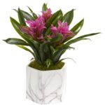 11” Faux Flowering Plant in Ceramic Decorative Vase - Chic Decora