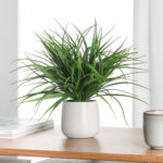 11” Faux Grass Plant Grass in Ceramic Pot - Chic Decora