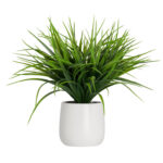 11” Faux Grass Plant Grass in Ceramic Pot - Chic Decora