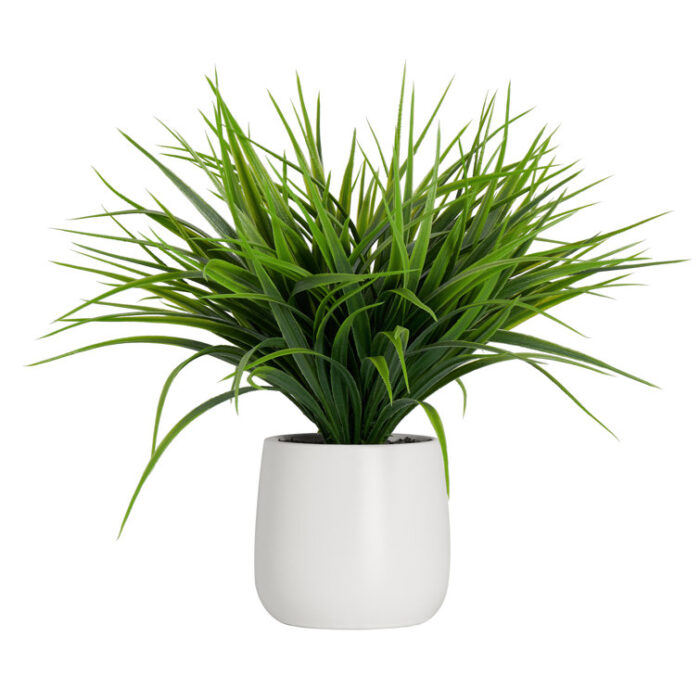 11” Faux Grass Plant Grass in Ceramic Pot - Chic Decora