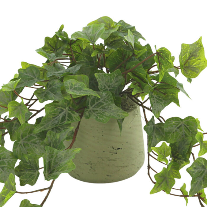 11” Faux Ivy Plant in Fiberstone Pot - Chic Decora