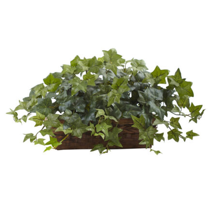 12.5” Faux Ivy Plant in Basket - Chic Decora