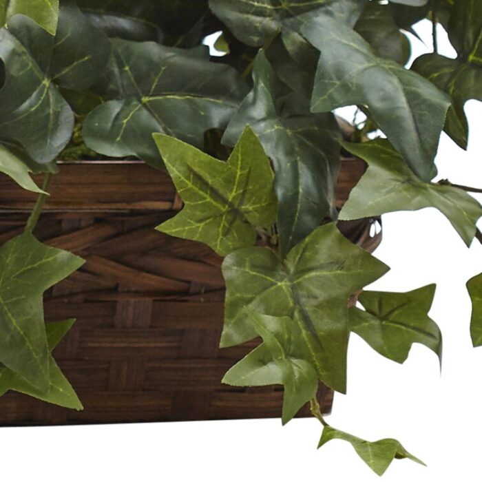 12.5” Faux Ivy Plant in Basket - Chic Decora