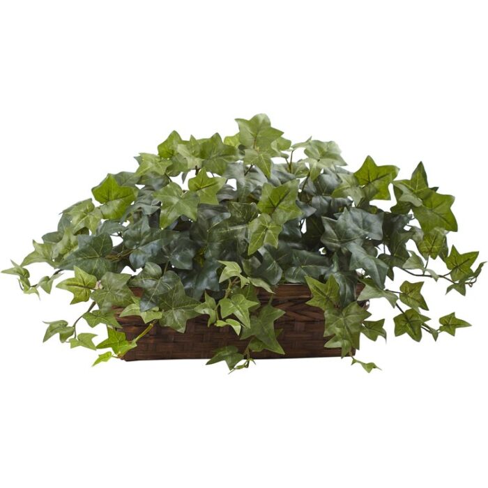 12.5” Faux Ivy Plant in Basket - Chic Decora