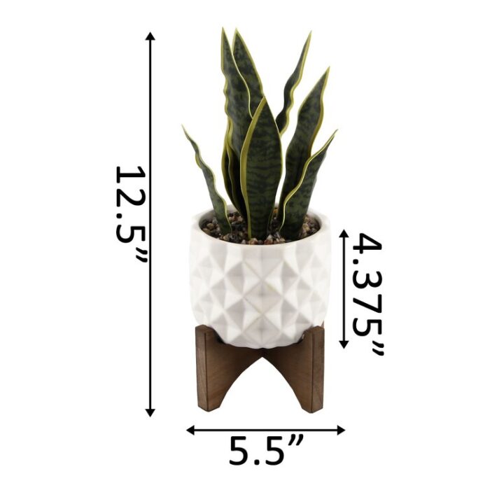 12.5” Faux Snake Plant (Sansevieria) Plant in Planter - Chic Decora