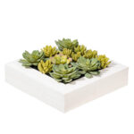 12″x12″ Artificial Green Succulent Arrangement - Chic Decora