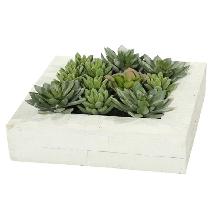 12″x12″ Artificial Green Succulent Arrangement - Chic Decora