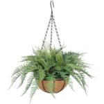 12” Faux Fern Plant in Metal Basket - Chic Decora