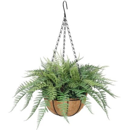 12” Faux Fern Plant in Metal Basket - Chic Decora