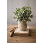 12” Faux Herbs Plant in Stone Pot - Chic Decora