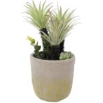 13.5” Faux Succulent Plant in Cement Pot - Chic Decora