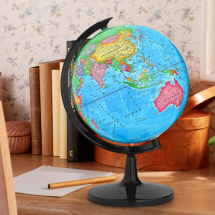 13″ Tabletop World Globe Desk Decoration, 360Â° Horizontal Rotation with Clear Text Markings - Chic Decora