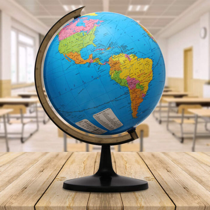 13″ Tabletop World Globe Desk Decoration, 360Â° Horizontal Rotation with Clear Text Markings - Chic Decora