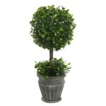 13” Faux Boxwood Topiary in Urn - Chic Decora