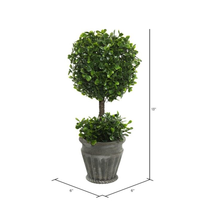 13” Faux Boxwood Topiary in Urn - Chic Decora