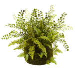 13” Faux Fern Plant in Wood Basket - Chic Decora