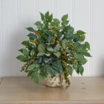 13” Faux Foliage Plant in Ceramic Decorative Vase - Chic Decora