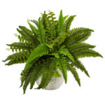 23” Faux Fern Plant in Metal Planter - Chic Decora