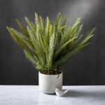 14” Faux Fern Plant in Stone Pot - Chic Decora