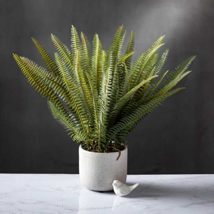 14” Faux Fern Plant in Stone Pot - Chic Decora