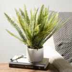 14” Faux Fern Plant in Stone Pot - Chic Decora