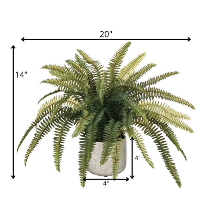 14” Faux Fern Plant in Stone Pot - Chic Decora