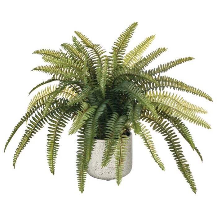 14” Faux Fern Plant in Stone Pot - Chic Decora