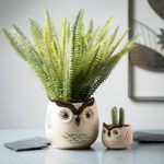 14” Faux Fern Plant in Stone Pot - Chic Decora