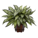 14” Faux Foliage Plant in Wood Decorative Vase - Chic Decora