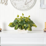 14” Faux Ivy Plant in Wood Planter - Chic Decora