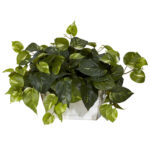 14” Faux Ivy Plant in Wood Planter - Chic Decora