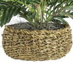 14” Faux Palm Plant in Wicker/Rattan Basket - Chic Decora