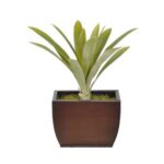 11” Faux Succulent Plant in Wood Pot - Chic Decora