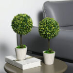 15.4” Faux Boxwood Topiary in Planter - Chic Decora