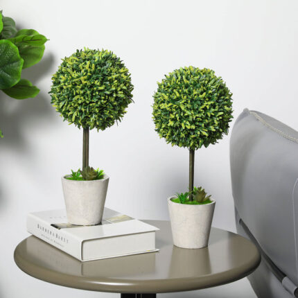 15.4” Faux Boxwood Topiary in Planter - Chic Decora