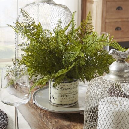 15” Faux Fern Plant in Glass Vase - Chic Decora