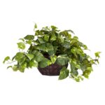 15” Faux Foliage Plant in Wood Planter - Chic Decora