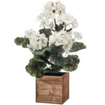 13” Flowering Plant in Metal Pot - Chic Decora