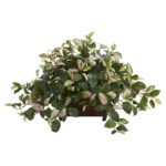 16” Faux Foliage Plant in Wood Planter - Chic Decora