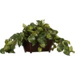 16” Faux Foliage Plant in Wood Planter - Chic Decora