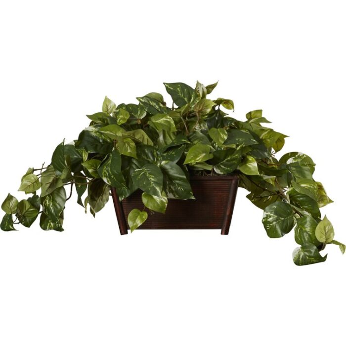 16” Faux Foliage Plant in Wood Planter - Chic Decora