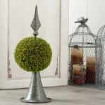 17” Faux Boxwood Topiary in Metal Freestanding - Chic Decora