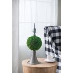 17” Faux Boxwood Topiary in Metal Freestanding - Chic Decora