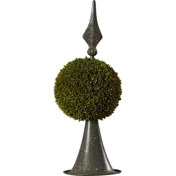 17” Faux Boxwood Topiary in Metal Freestanding - Chic Decora