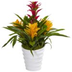 17” Faux Flowering Plant in Ceramic Decorative Vase - Chic Decora