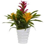 17” Faux Flowering Plant in Ceramic Decorative Vase - Chic Decora