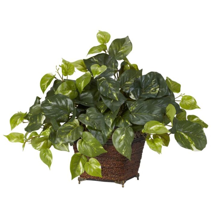 17” Faux Foliage Plant in Wood Planter - Chic Decora