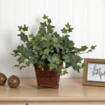 17” Faux Foliage Plant in Wood Planter - Chic Decora