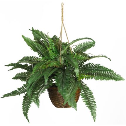 18” Faux Fern Plant in Basket - Chic Decora